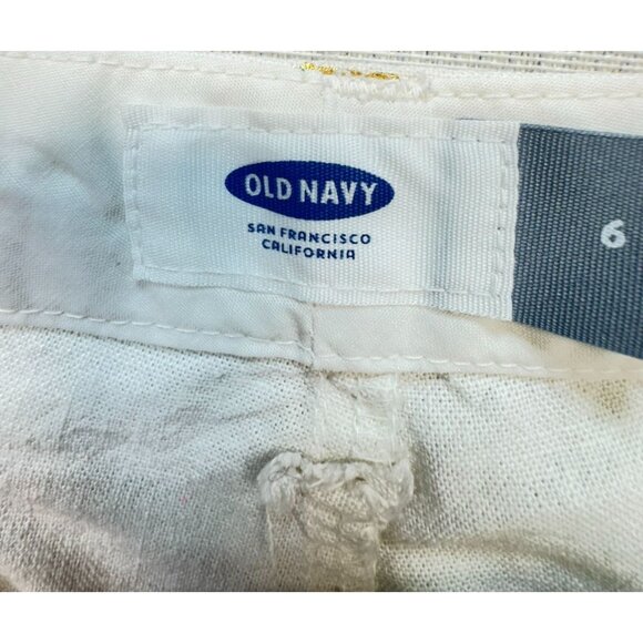 Old Navy Womens Pineapple Print Linen Blend Shorts Size 6 White & Gold - Picture 2 of 9